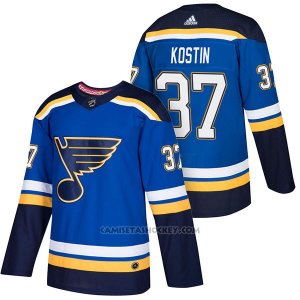 Camiseta Hockey Hombre Autentico St. Louis Blues 37 Klim Kostin Home 2018 Azul