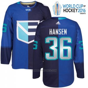 Camiseta Hockey Europa Jannik Hansen 36 Premier World Cup 2016 Azul