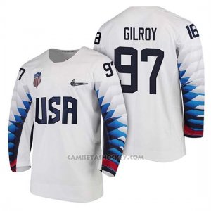 Camiseta USA Team Hockey 2018 Olympic Matt Gilroy 2018 Olympic Blanco