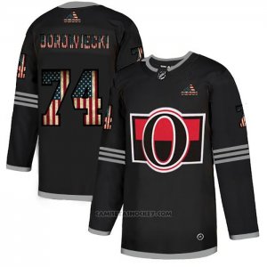 Camiseta Hockey Ottawa Senators Borowiecki 2020 USA Flag Negro