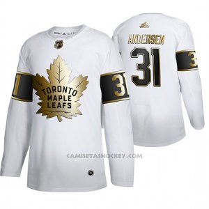 Camiseta Hockey Toronto Maple Leafs Frederik Andersen Golden Edition Limited Blanco