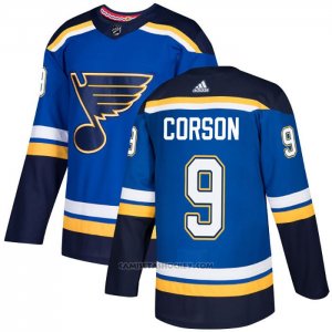 Camiseta Hockey St. Louis Blues 9 Shayne Corson Primera Autentico Azul