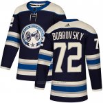 Camiseta Hockey Columbus Blue Jackets 72 Sergei Bobrovsky Alterno Autentico Azul