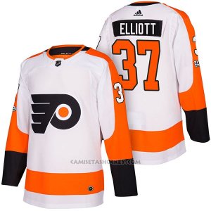 Camiseta Hockey Hombre Autentico Philadelphia Flyers 37 Brian Elliott Away 2018 Blanco