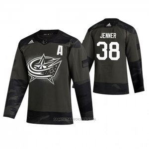 Camiseta Hockey Columbus Blue Jackets Boone Jenner 2019 Veterans Day Camuflaje