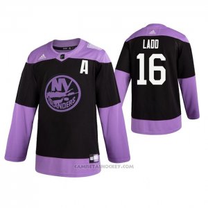 Camiseta Hockey New York Islanders Andrew Ladd 2019 Fights Cancer Negro