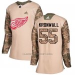 Camiseta Hockey Mujer Detroit Red Wings 55 Niklas Kronwall Camo Autentico 2017 Veterans Day Stitched