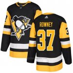 Camiseta Hockey Pittsburgh Penguins 37 Carter Rowney Primera Autentico Negro