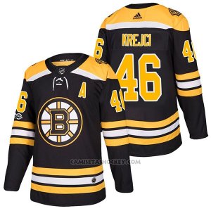 Camiseta Hockey Hombre Autentico Boston Bruins David Krejci Home 2018 Negro