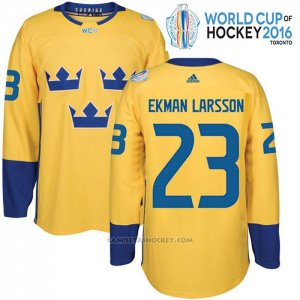Camiseta Hockey Suecia Oliver Ekman Larsson Premier 2016 World Cup Amarillo
