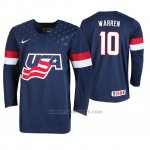 Camiseta Hockey USA Marshall Warren 2019 IIHF World U18 Championship Azul