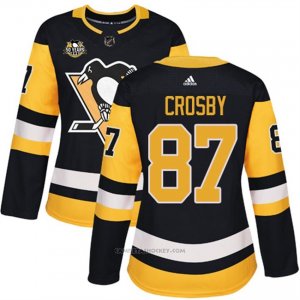 Camiseta Hockey Mujer Pittsburgh Penguins 87 Sidney Crosby Negro 50 Anniversary Home Premier