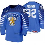 Camiseta Hockey Finlandia Harri Pesonen Away 2020 IIHF World Championship Azul