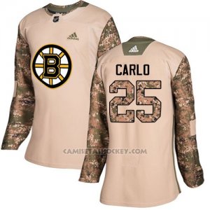 Camiseta Hockey Mujer Boston Bruins 25 Brandon Carlo Camo Autentico 2017 Veterans Day Stitched