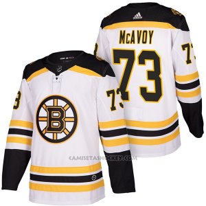 Camiseta Hockey Hombre Autentico Boston Bruins 73 Charlie Mcavoy 2018 Away Blanco