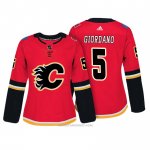 Camiseta Hockey Mujer Calgary Flames 5 Mark Giordano Rojo Autentico Jugador