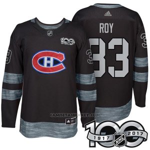 Camiseta Hockey Hombre Montreal Canadiens 31 Patrick Roy 2017 Centennial Limited Negro