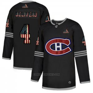 Camiseta Hockey Montreal Canadiens Jean Beliveau 2020 USA Flag Negro