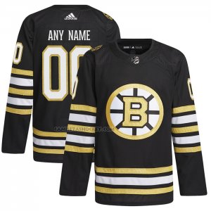 Camiseta Hockey Boston Bruins 100th Anniversary Primegreen Autentico Personalizada Negro