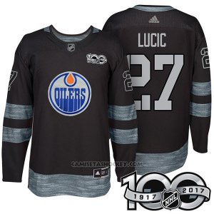 Camiseta Hockey Hombre Edmonton Oilers 27 Milan Lucic 2017 Centennial Limited Negro