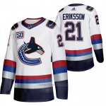 Camiseta Hockey Vancouver Canucks Loui Eriksson 50 Aniversario Vintage Blanco