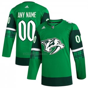 Camiseta Hockey Nashville Predators 2023 St. Patrick's Day Autentico Personalizada Verde
