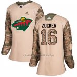 Camiseta Hockey Mujer Minnesota Wild 16 Jason Zucker Camo Autentico 2017 Veterans Day Stitched