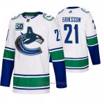 Camiseta Hockey Vancouver Canucks 21 Loui Eriksson 2019-20 Segunda Autentico Blanco