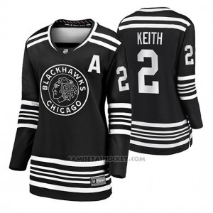 Camiseta Hockey Mujer Chicago Blackhawks Duncan Keith Premier Alternato Negro