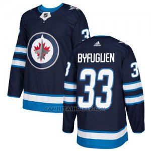 Camiseta Hockey Nino Winnipeg Jets 33 Dustin Byfuglien Azul Home Autentico Stitched
