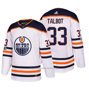 Camiseta Hockey Hombre Edmonton Oilers 33 Cam Talbot 2018 Blanco