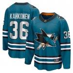 Camiseta Hockey San Jose Sharks Kaapo Kahkonen Primera Breakaway Verde