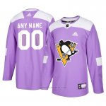 Camiseta Hockey Hombre Pittsburgh Penguins Personalizada Violeta
