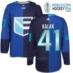 Camiseta Hockey Europa Jaroslav Halak 41 Premier World Cup 2016 Azul