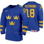Camiseta Hockey Suecia Marcus Pettersson Away 2020 IIHF World Junior Championships Azul