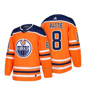 Camiseta Hockey Hombre Autentico Edmonton Oilers 8 Ty Rattie Home 2018 Naranja