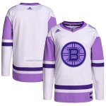 Camiseta Hockey Boston Bruins Fights Cancer Autentico Blank Practice Blanco Violeta