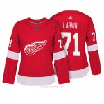 Camiseta Hockey Mujer Detroit Red Wings 71 Dylan Larkin Rojo Autentico Jugador
