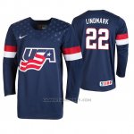Camiseta Hockey USA Owen Lindmark 2019 IIHF World U18 Championship Azul