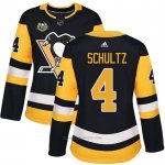 Camiseta Hockey Mujer Pittsburgh Penguins 4 Justin Schultz Negro 50 Anniversary Home Premier