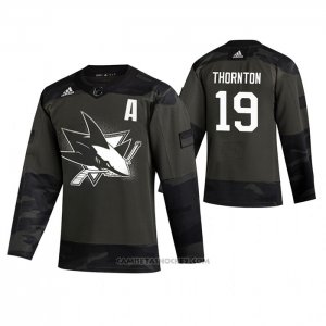 Camiseta Hockey San Jose Sharks Joe Thornton 2019 Veterans Day Camuflaje