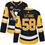 Camiseta Hockey Mujer Pittsburgh Penguins 58 Kris Letang Negro 50 Anniversary Home Premier
