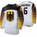 Camiseta Hockey Alemania Niklas Heinzinger Home 2020 IIHF World Junior Championship Blanco
