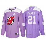 Camiseta New Jersey Devils Kyle Palmieri Hockey Fights Cancer Violeta
