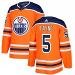 Camiseta Hockey Edmonton Oilers 5 Mark Fayne Primera Autentico Naranja
