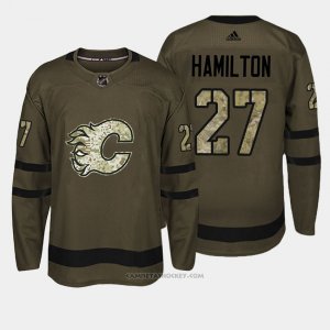 Camiseta Hockey Hombre Calgary Flames 27 Dougie Hamilton Verde Salute To Service