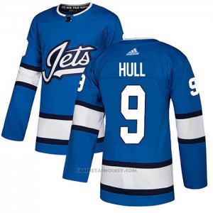 Camiseta Hockey Winnipeg Jets 9 Bobby Hull Alterno Autentico Azul