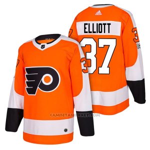 Camiseta Hockey Hombre Autentico Philadelphia Flyers 37 Brian Elliott Home 2018 Naranja