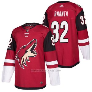 Camiseta Hockey Hombre Autentico Arizona Coyotes Antti Raanta 32 Home 2018 Rojo