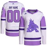 Camiseta Hockey Arizona Coyotes Personalizada Fights Cancer Autentico Blanco Violeta